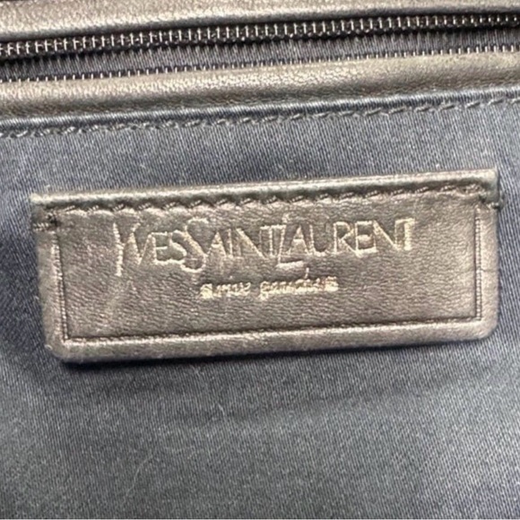 YSL Black Patent Leather Satchel Hand Bag Purse - Picture 2 of 8